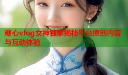 糖心vlog女神独家揭秘平台原创内容与互动体验
